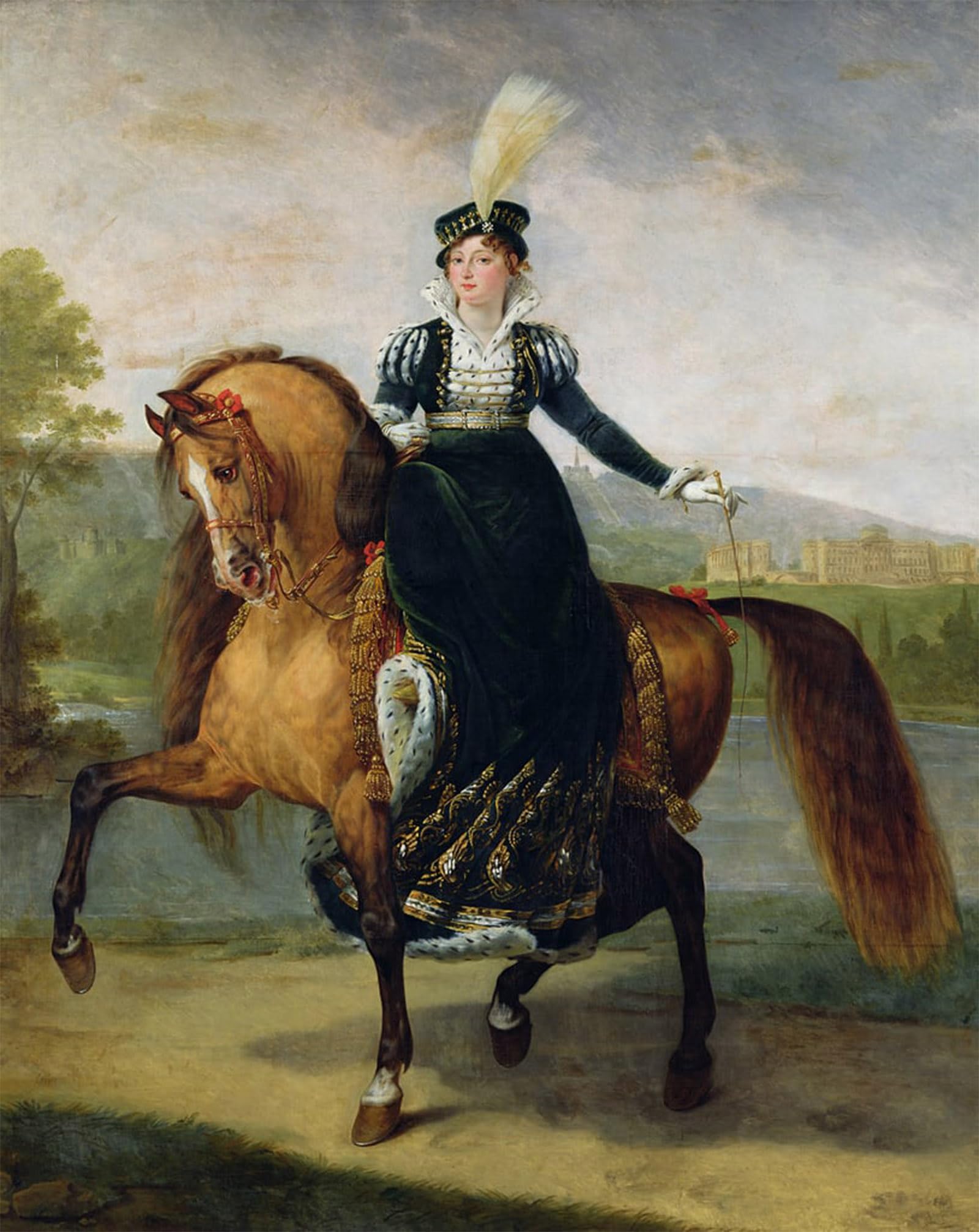 ARTXLXXBN Famous Painting Canvas Artwork Graffiti Print Equestrian Portrait of Catherine De Wurtemberg by Antoine Jean Gros Portrait Canvas Image for Home Decor 60x90cm