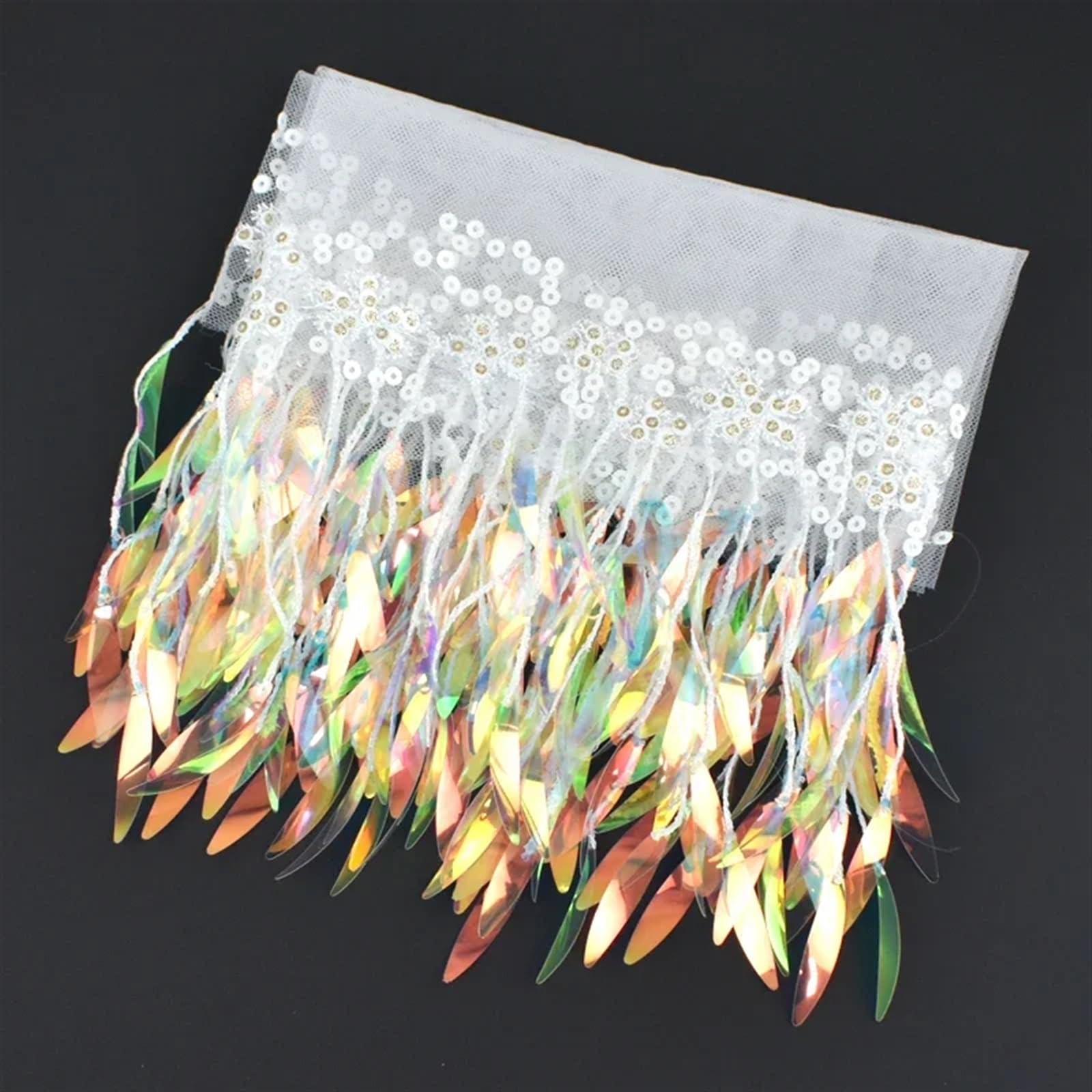 Fransenborte 1/2/4 Yards Pailletten Quasten Fransen Mesh Spitzenbesatz Kleid Kleidung Band Dekor Nähen Stoff DIY Handwerk Zubehör