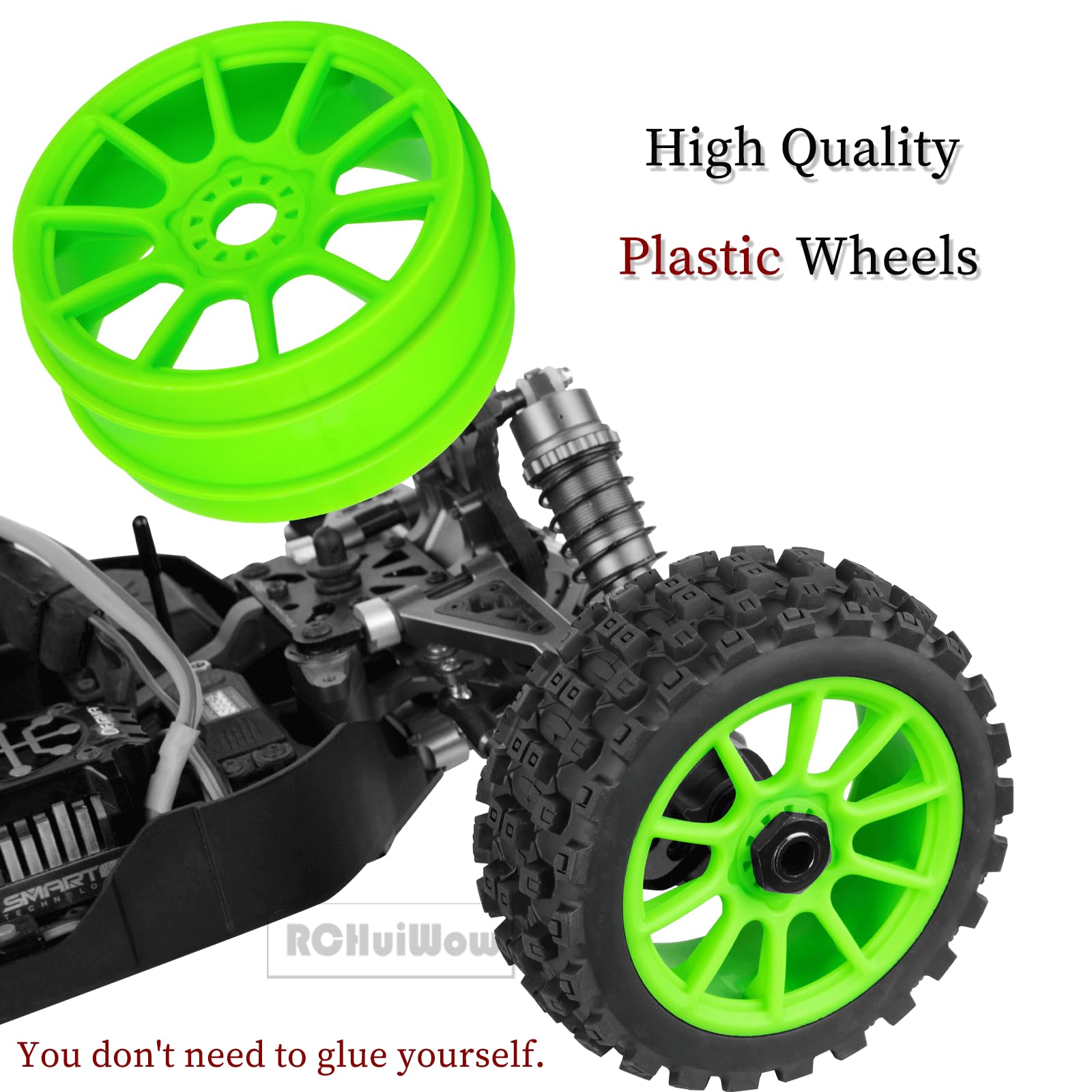 RC Buggy Pneumatici 17mm Hex Ruote e Pneumatici per 1/8 Scala Auto Arrm a Typhon 3S 6S, HSP Off-Road, Kyosho MP10, Scala 1/8 RC Buggy Ruote e pneumatici in gomma, Verde