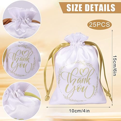 Miniatura 2 de SAVITA 25 bolsas de regalo de satén de agradecimiento, 4 x 6 pulgadas, bolsas de regalo de satén con cordones, pequeña bolsa de regalo de satén,