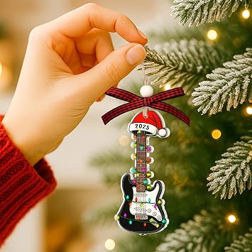 Guitar Christmas Ornament - Guitar Ornaments for Christmas Tree - Electric Guitars Gifts for Men, Lovers, Guitarist, Music Lovers, Teacher - Instrument Ornament - Acrylic Xmas Music Ornament 2025