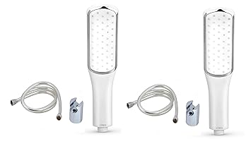 ANMEX High Pressure White Hand Spray Hand Shower with 1.5mtr ABS Shower Tube and Wall Hook-(Pack of 2)