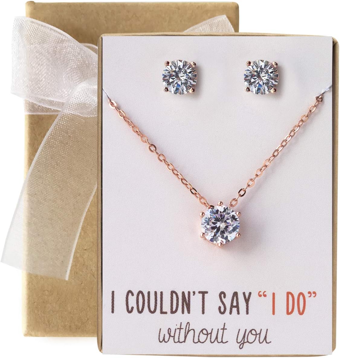 A+O Bridesmaid Gift - Cubic Zirconia Earring and Necklace Set