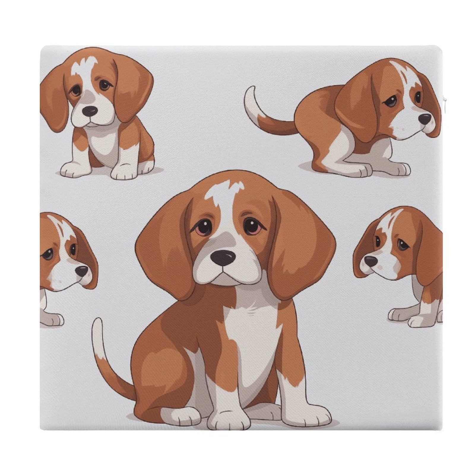 MUSM Beagle Dog Chair Cushions Square Indoor Dining Chair Pads Breathable Seat Cushion Memory Foam Pad Ultra Soft Warm Floor Cushion for Kitchen Office Car 13.8”x15”