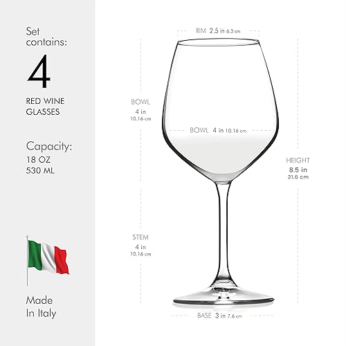 Miniatura 7 de Copas italianas para vino tinto Paksh Novelty , 18 onzas, copa de vino transparente., Set de 4, Transparente