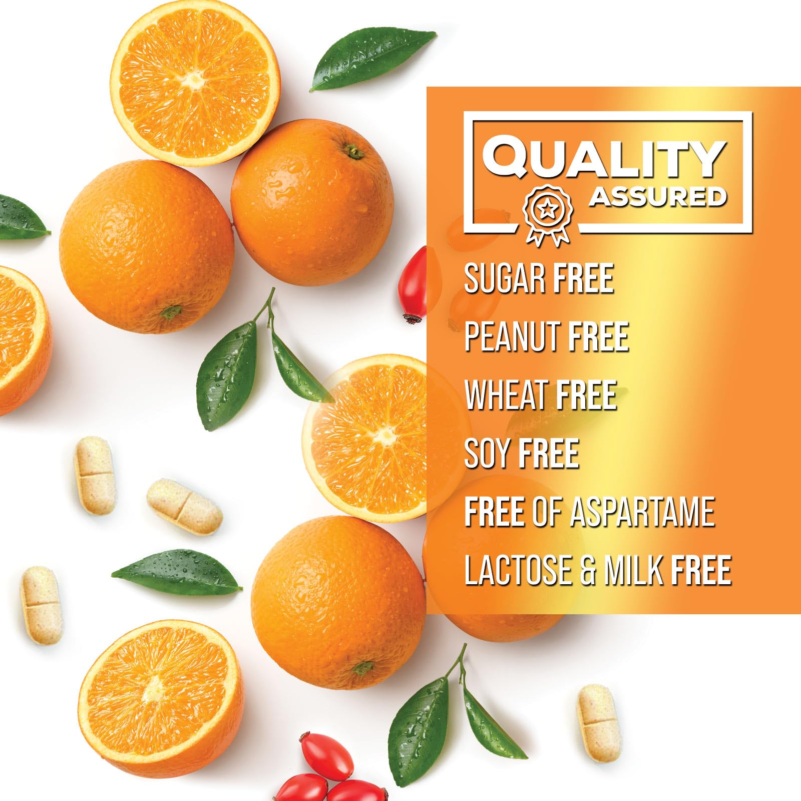 Vitamin C 1000mg Per Serving - Extra Strength Daily Immune Support with Rose Hips Chewable Supplement - Sugar Free Tasty Orange Flavor - Antioxidant & Collagen Support - USA Bottled - 120 Tablets — Amazon image 6