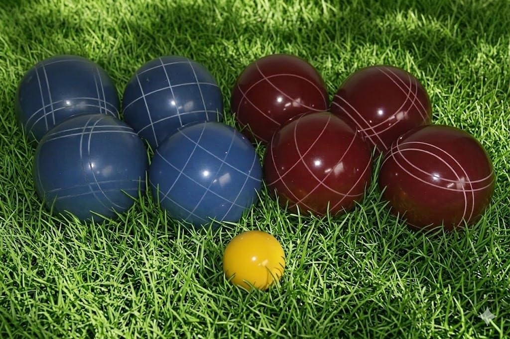 BuyBocceBalls Listing - Made in USA, Premium Quality Tournament Bocce Set - 998 Grams (2 lbs. 3.2 oz.). - 110mm Dark red and Blue Balls - NO Bag Option