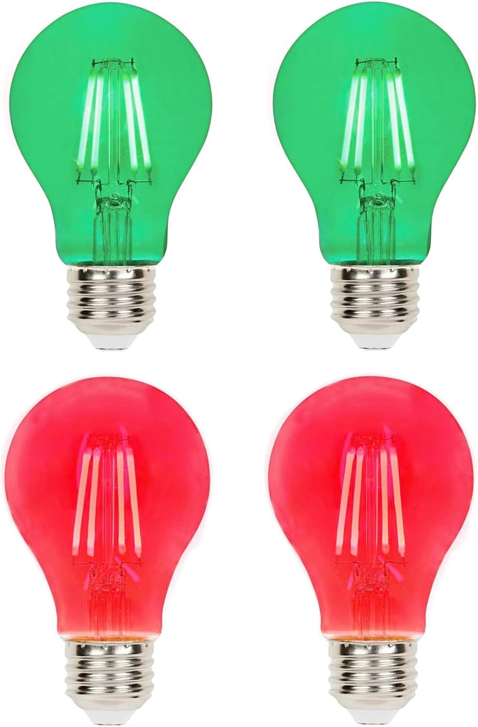 4 Pack Filament LED Red Light Bulbs Green Light Bulb A19 E26 8W 60