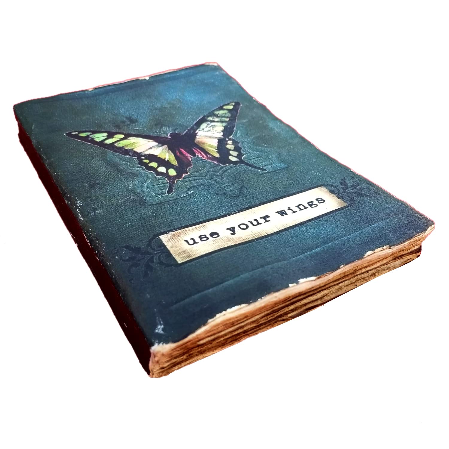 A5 Notebook Made of Handmade Cotton Paper Butterfly Print For Gift Purpose 144 Pages Size: 7x5 Inches Multicolor DP-DIRP-153