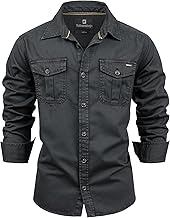 Riccaldo Men's Shirt, 100% Cotton, Vintage Shirt, Cargo Long Sleeve Shirt for Men, Available in 3 Colours