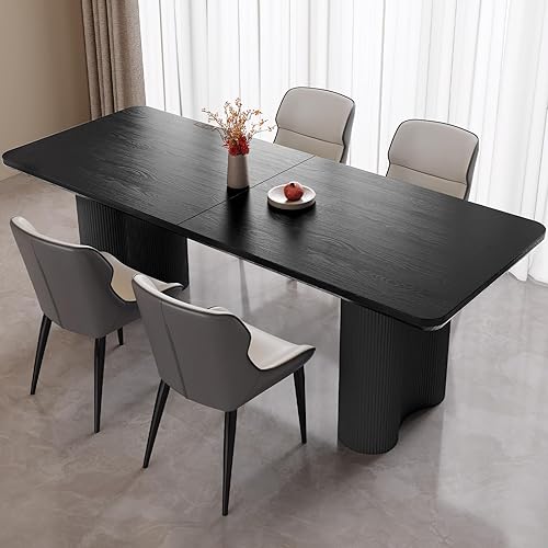 Miniatura 28 de Mesa de comedor rectangular blanca de 63 pulgadas, mesa de cocina moderna con patas de apoyo onduladas resistentes y elegantes para sala de estar,