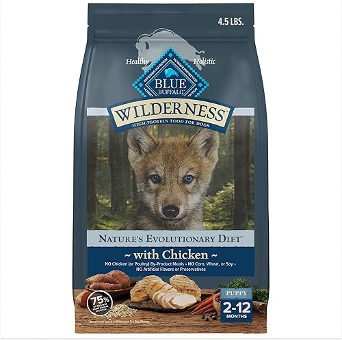 Miniatura 1 de Blue Buffalo Wilderness Alimento seco natural para cachorros con alto contenido de proteínas y granos saludables, bolsa de pollo de 4.5 libras