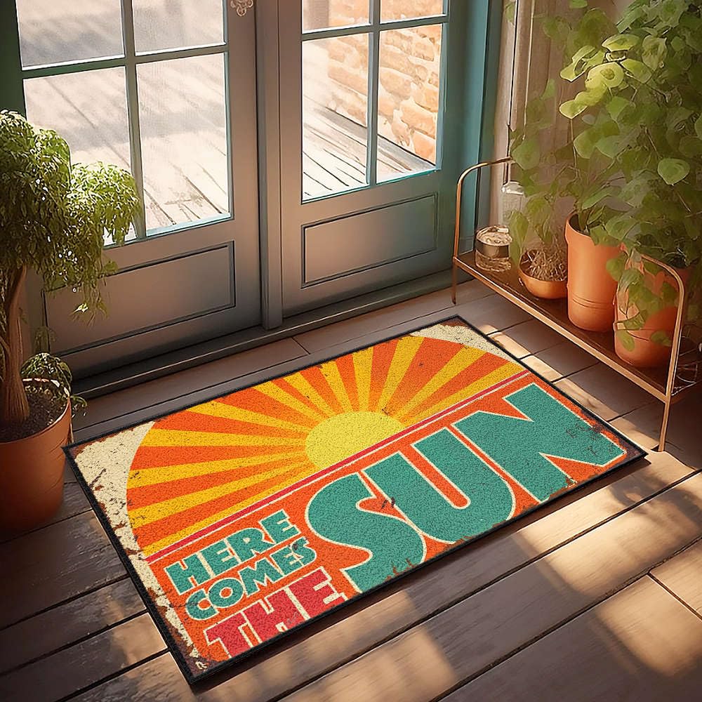 Paillasson d'intérieur design Here Comes The Sun 65x90 cm tapis entrée maison