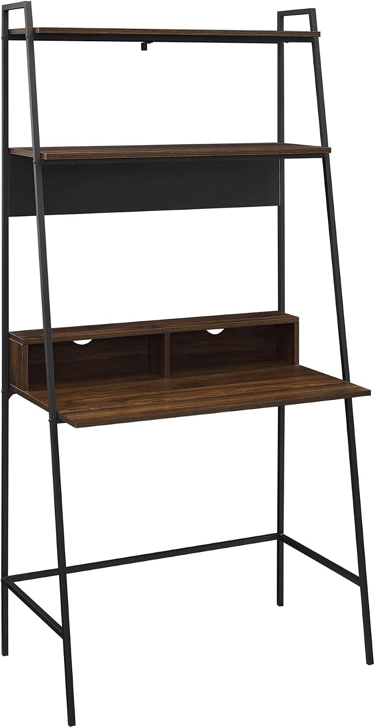 Walker Edison Modern Wood Ladder Computer Desk Home Office Workstation, 36 Inch, Dark Walnut