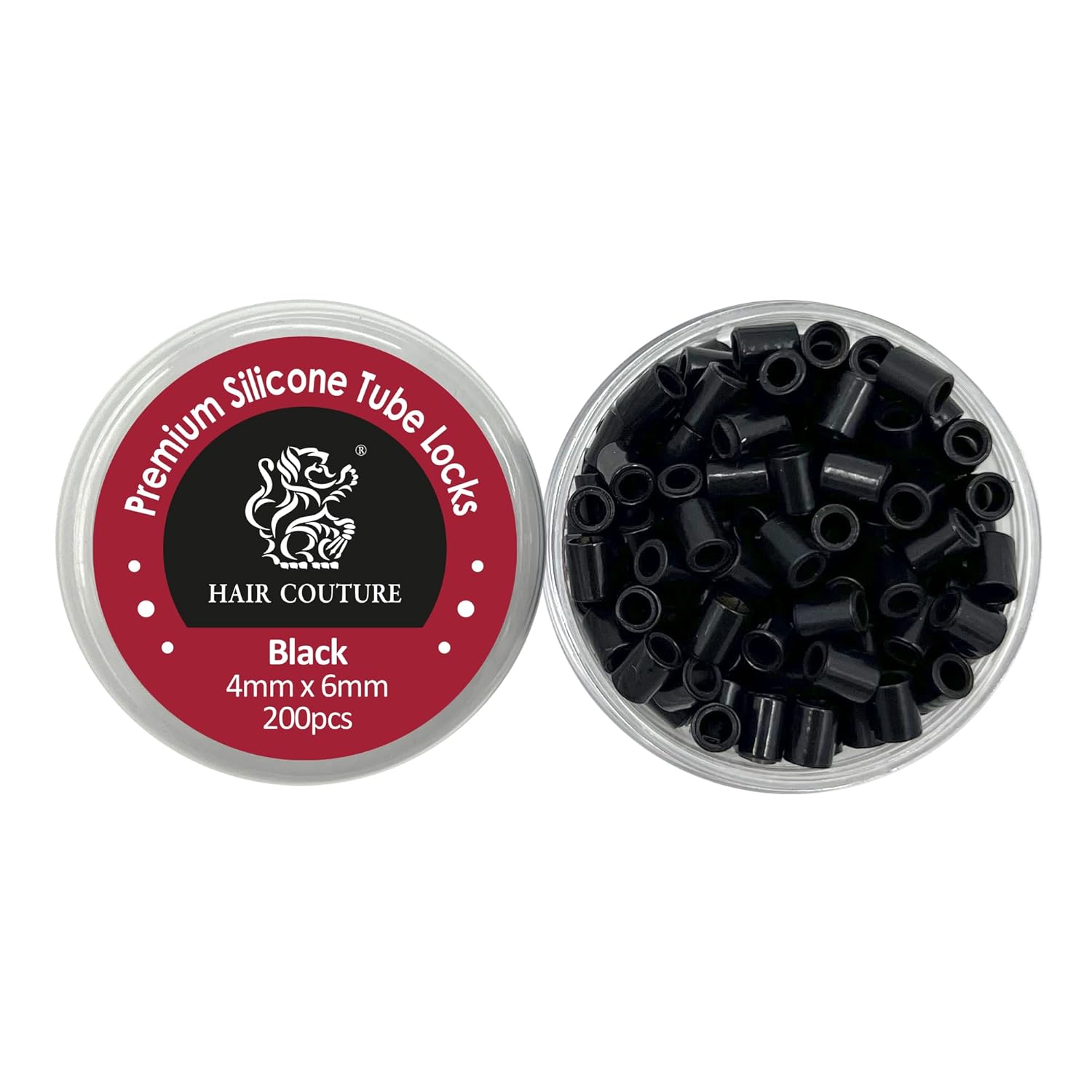 Hair Couture Silicone Tube Locks – 200 Pieces Premium Beads Rings Micro Links Professional Tools I-Tip Extension Extra Hold Strength Accessories TPS4060-BLK