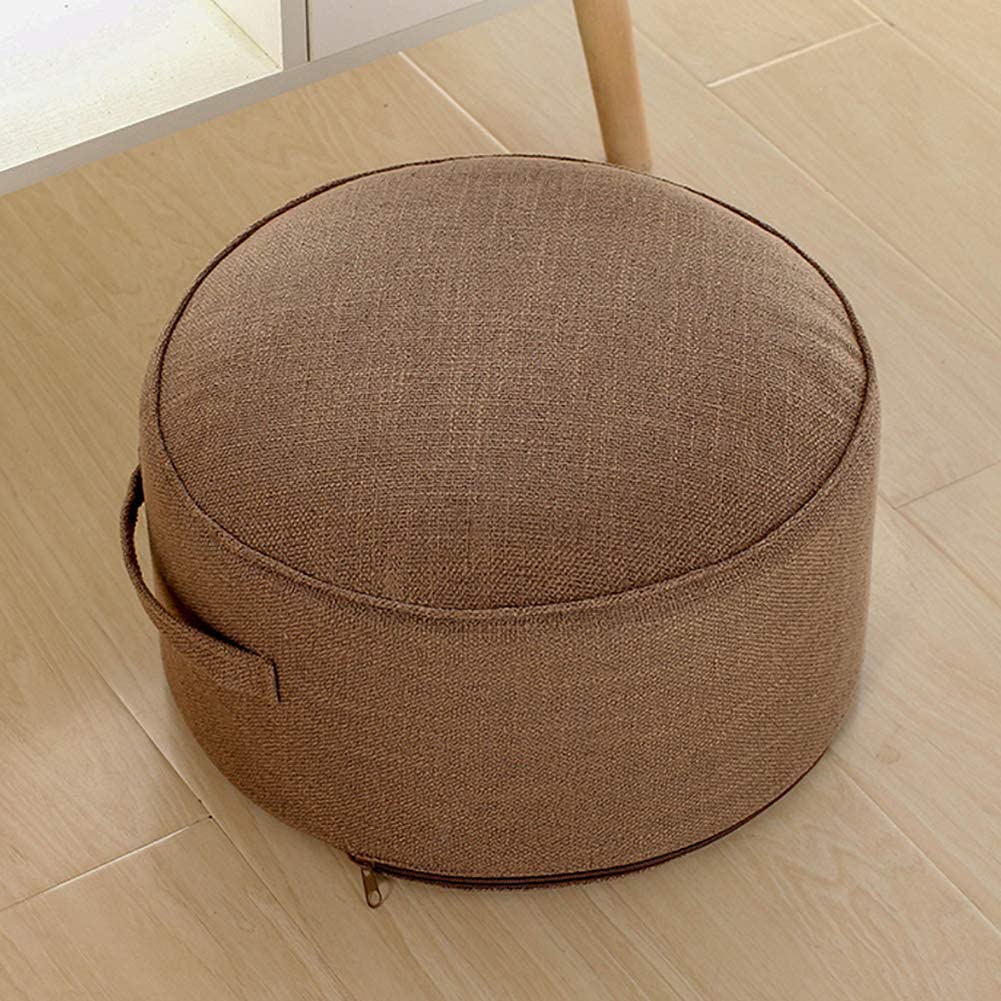 Pouf rond repose-pieds de sol 38x38x20cm coussin futon avec poignée lavable pour chambre