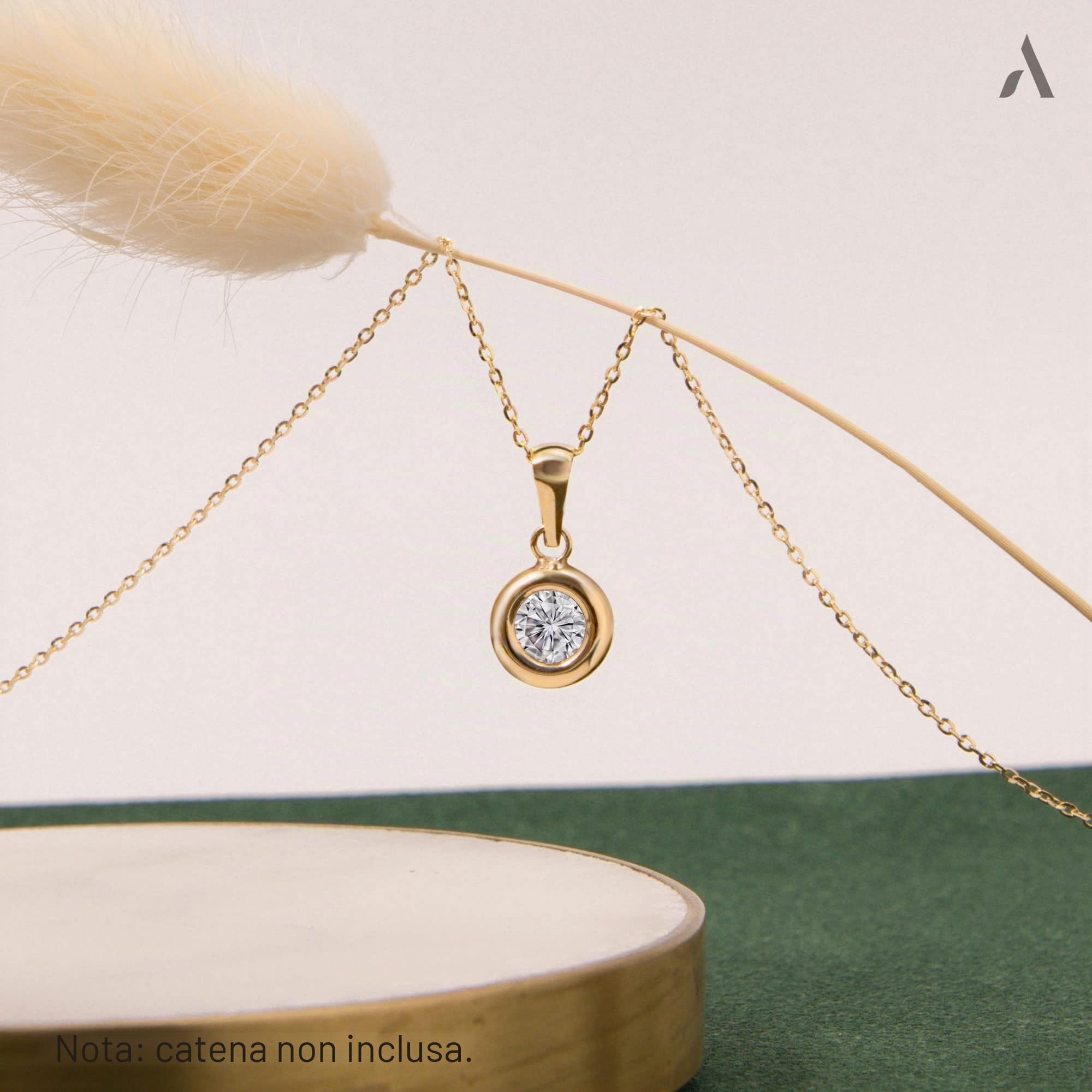 Amberta Allure - Ciondolo da donna con zirconi in oro 9 carati