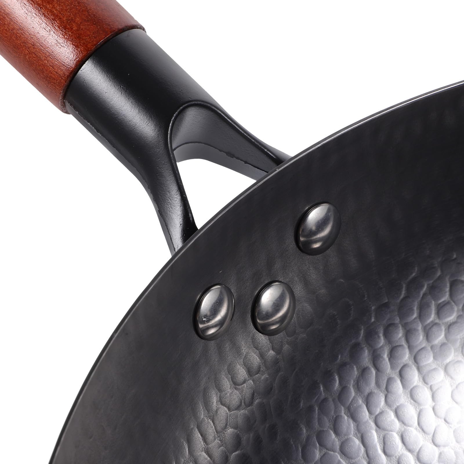 WOONEKY Wok Ferro per Cucina Antiaderente Domestica Battuto