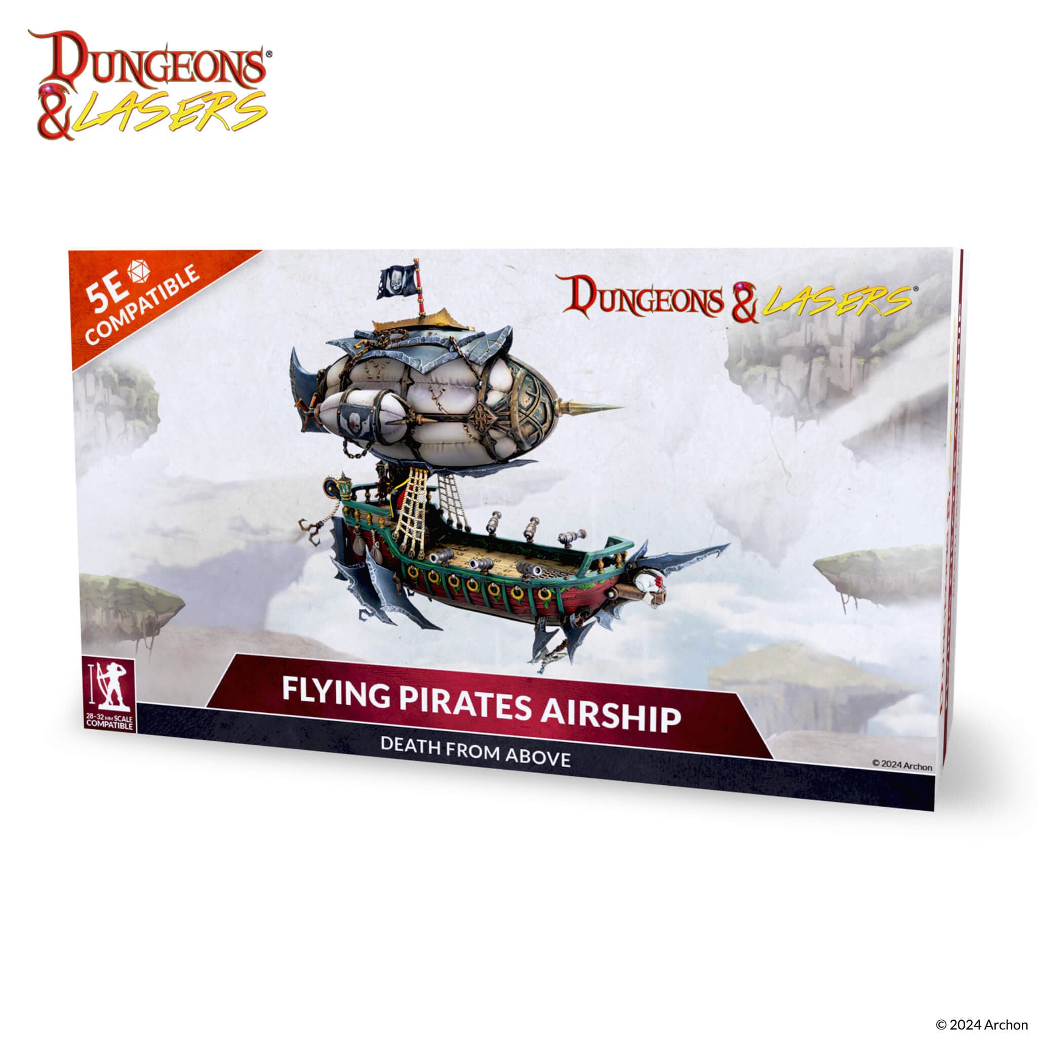 Dungeons & Lasers Deuslair Flying Pirates Luftschiff Miniatur – für DND- und 5E-kompatible RPG-Spiele – unlackiert und unmontiert – ab 14 Jahren