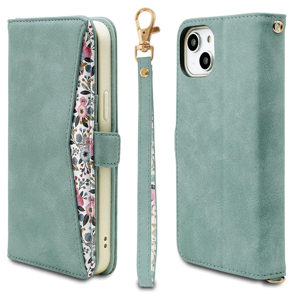 手帳型iPhone14PLUSケース 水色 iPhone14ケース】 手帳型 SWEET HEART(スウィートハート