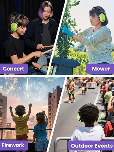 Miniatura 9 de Orejeras de protección de oídos para niños, audífonos con cancelación de ruido para niños y adultos, 27.4SNR orejeras con reducción de ruido para