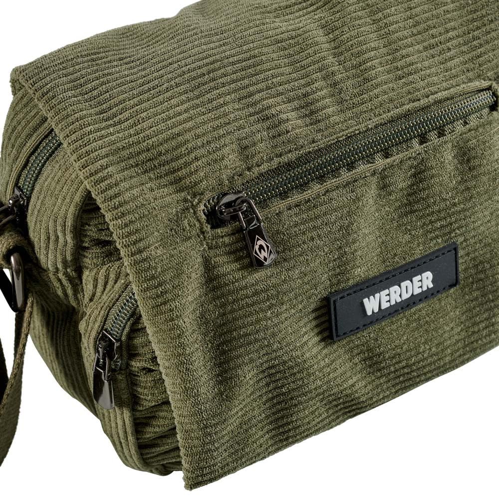 Werder Bremen SV Cord Tasche Grün – Offizielle Fan Tasche, Schultertasche & Shopper, Robuste Cord Optik, Fußball Fanartikel, Freizeit & Stadion Bag