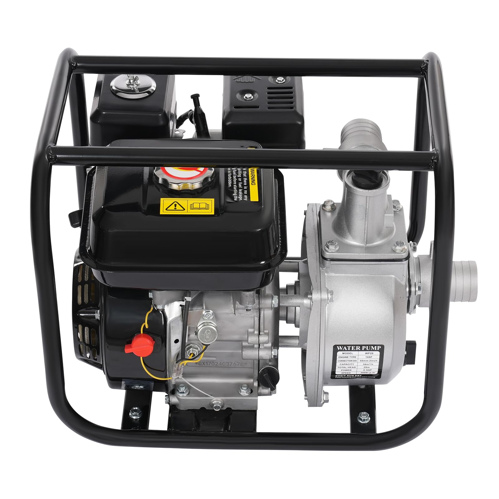 Pompa dell'acqua a benzina a 4 tempi, 6,5 CV, pompa da giardino, per acqua sporca, altezza di portata: 28 m, volume di erogazione 36 m³/h, per irrigazione, paesaggistica