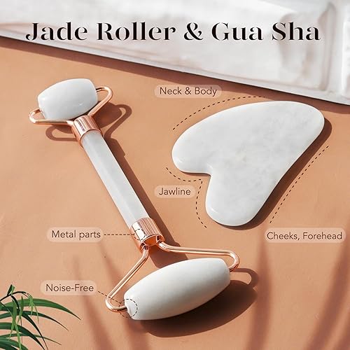 Miniatura 3 de BAIMEI IcyMe - Juego de rodillo de jade y Gua Sha, rodillo facial y herramientas faciales de Gua Sha para rutina de cuidado de la piel y hinchazón,