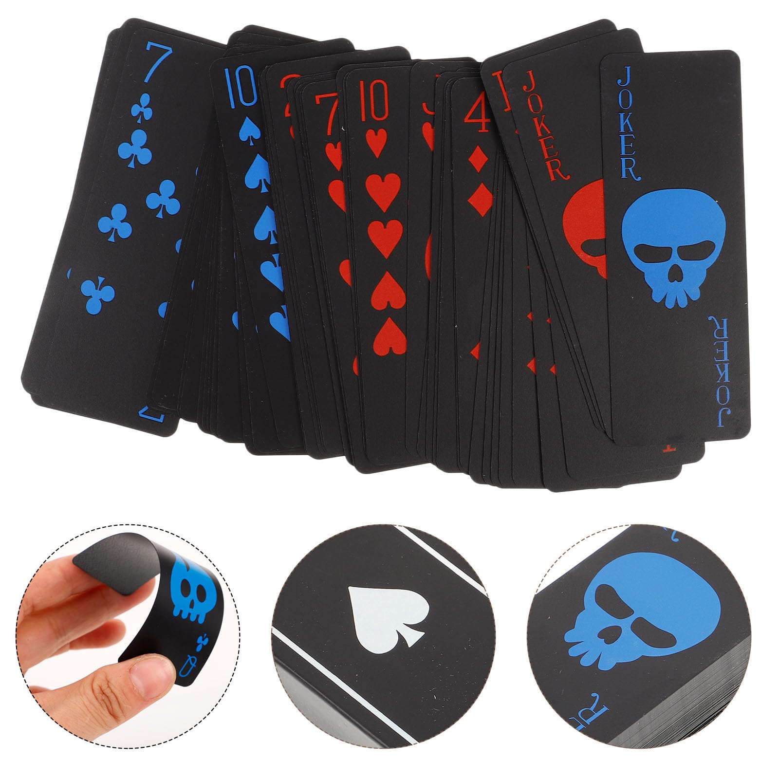 DOITOOL Carte da Poker Set Durevole e Resistente Impermeabili in Pvc Nero Motivo Teschio Creativo per Giochi di Famiglia e Intrattenimento