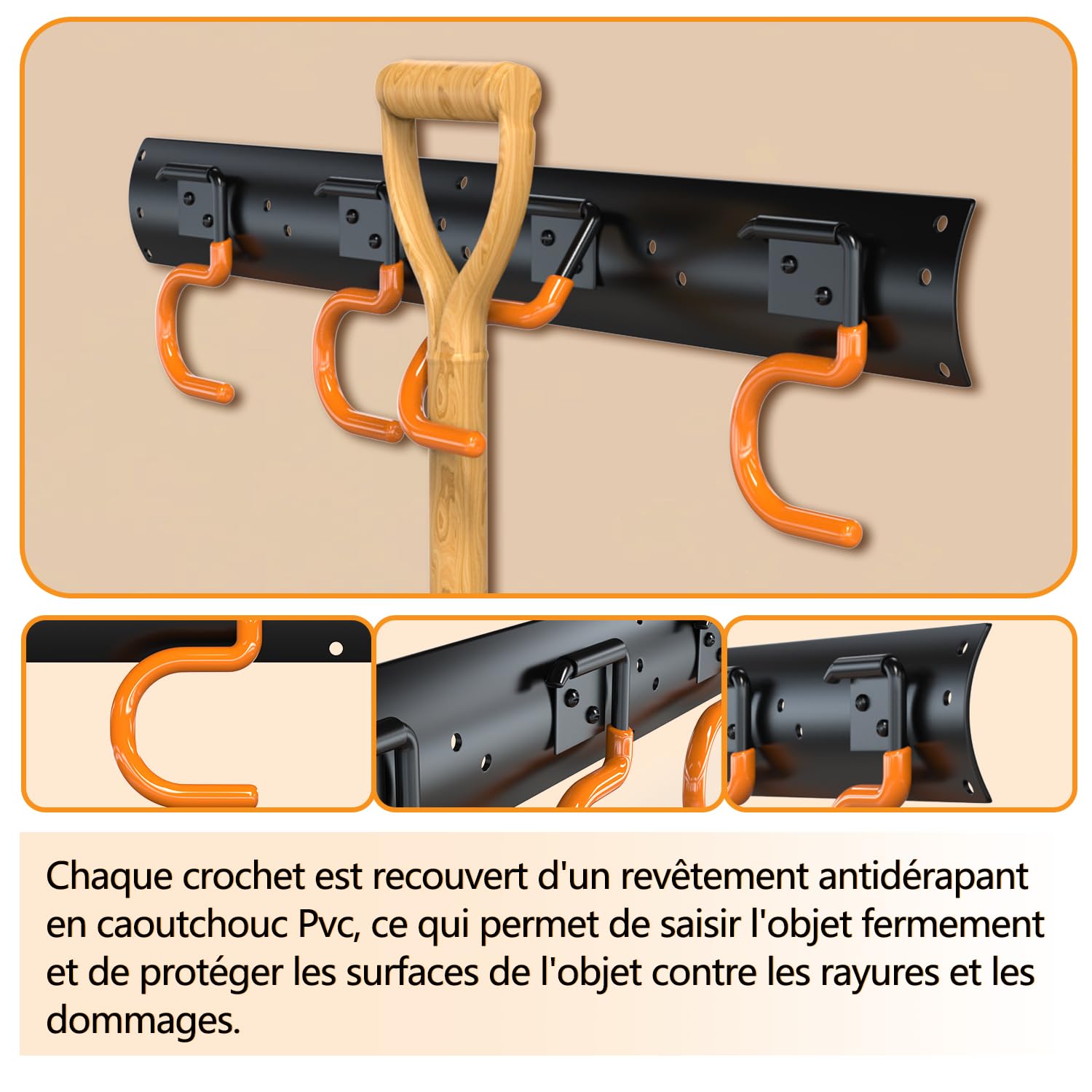 Crochets à Outils Pour Abri De Jardin – Lot De 10 – Plastique ABS Noir – Design Double Courbe – Support Mural Robust - 2