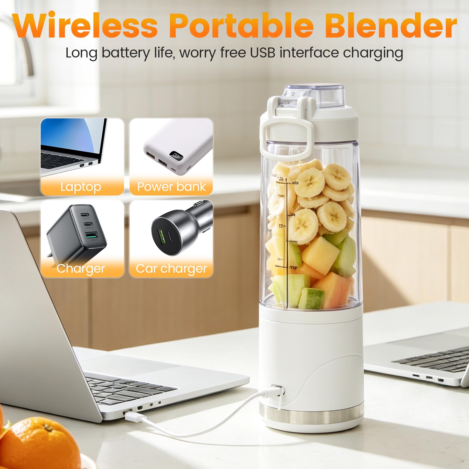 Batidora De Vaso Portátil 650ml, Licuadoras Para Zumos Y Batidos Con 6 Cuchillas, Mini Batidora Recargable Por USB, Vaso Batidora Para Smoothies, Gimnasio, Oficina Y Viajes