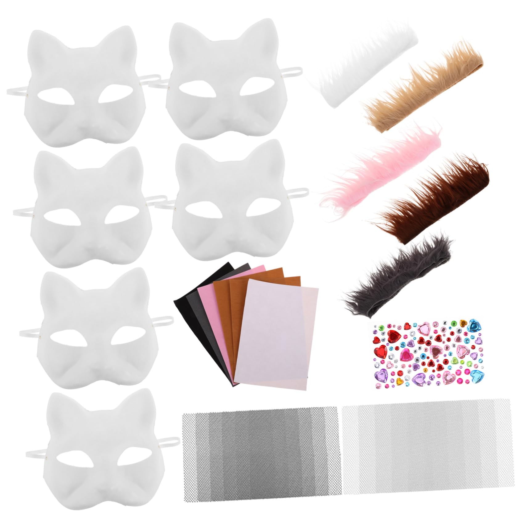 1juego white Para Pintar Con Tela De Fieltro y Malla Para Ojos Para Cosplay y Fiestas De Halloween Actividad Creativa Para Mascotas