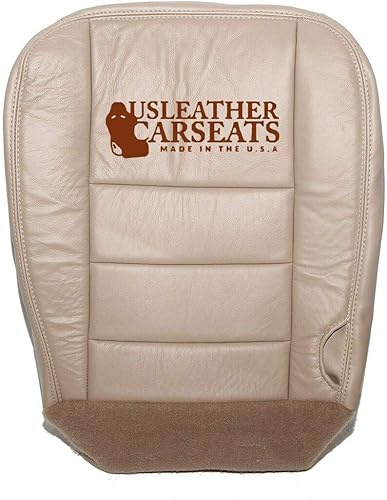 Us Leather Car Seats Compatible con 2003 Ford F250 F350 Lariat Driver Bottom Funda de asiento de cuero mediano pergamino marrón