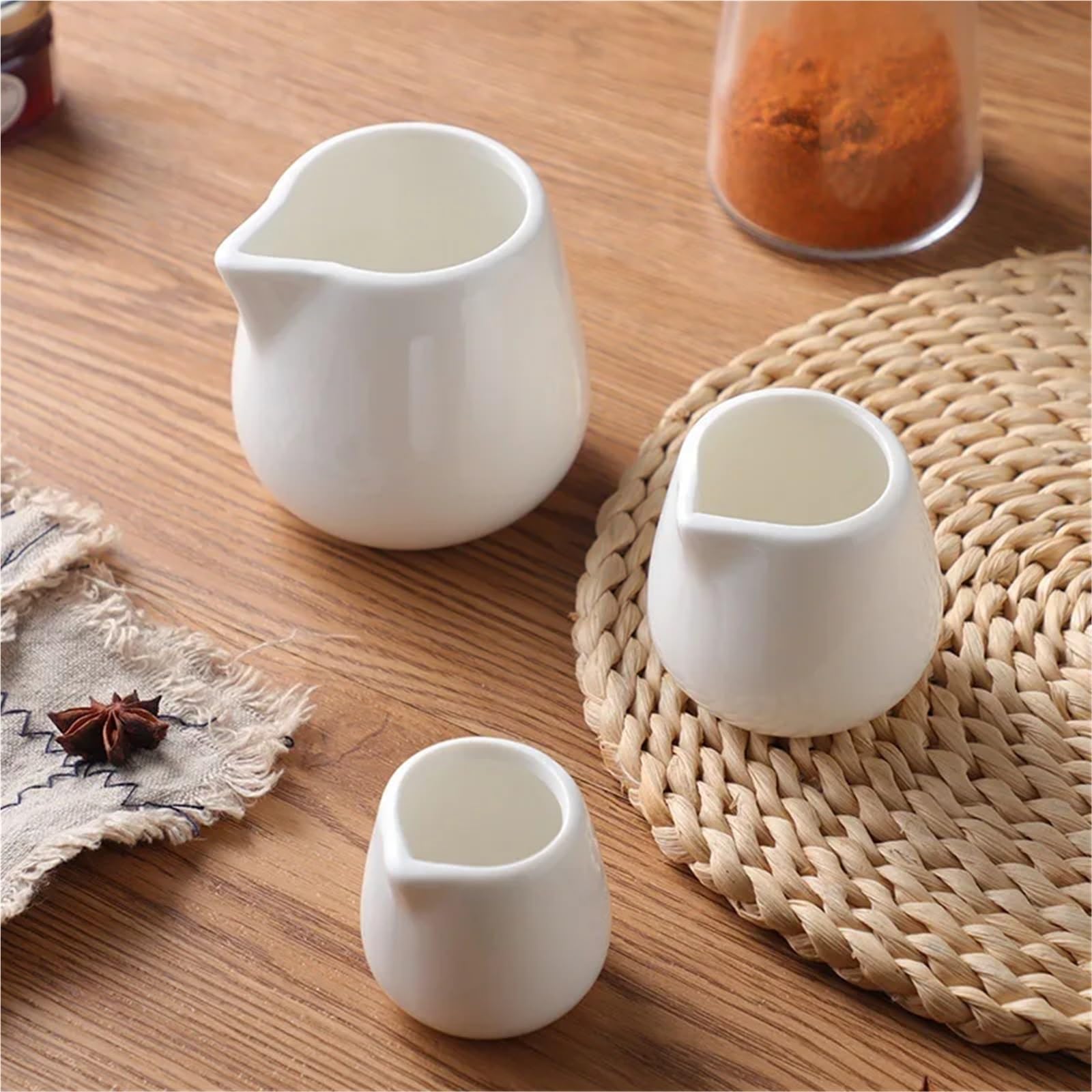 Mini jarra cerámica for leche con asa, jarras for crema y café expreso, taza de salsa for cocina, for servir, 2 uds Para Espumar(White A,100ml)