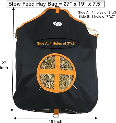 Miniatura 3 de Majestic Ally Alimentador de heno de nailon para caballo, cabra, oveja, agujero de alimentación abierto de doble cara con parte inferior ventilada