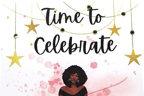 Miniatura 3 de Tarjetas de cumpleaños afroamericanas con brillantes negro y amarillo