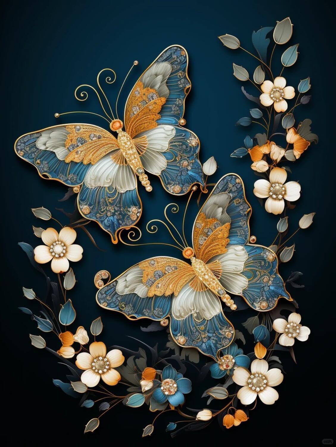 AxiangziK DIY Cross Stitch Kits Blue Butterfly 11CT 80x100cm