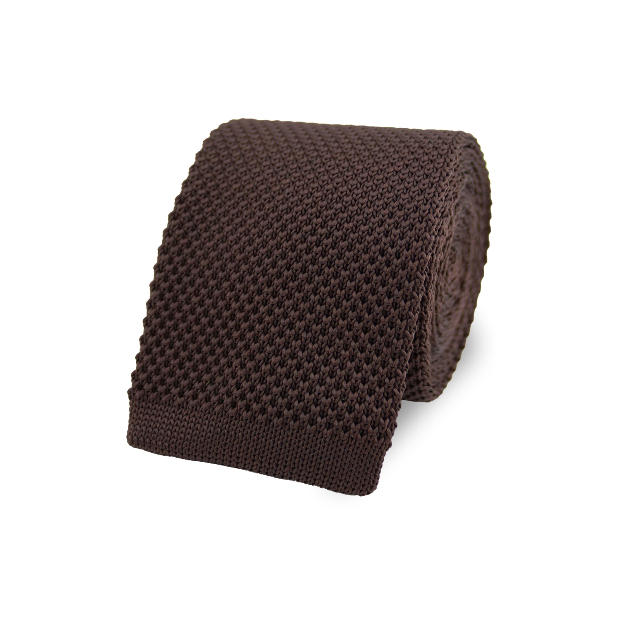 The Gents Lab Dark Brown 100% Polyester Square End Knitted Neck Tie (Dark Brown)