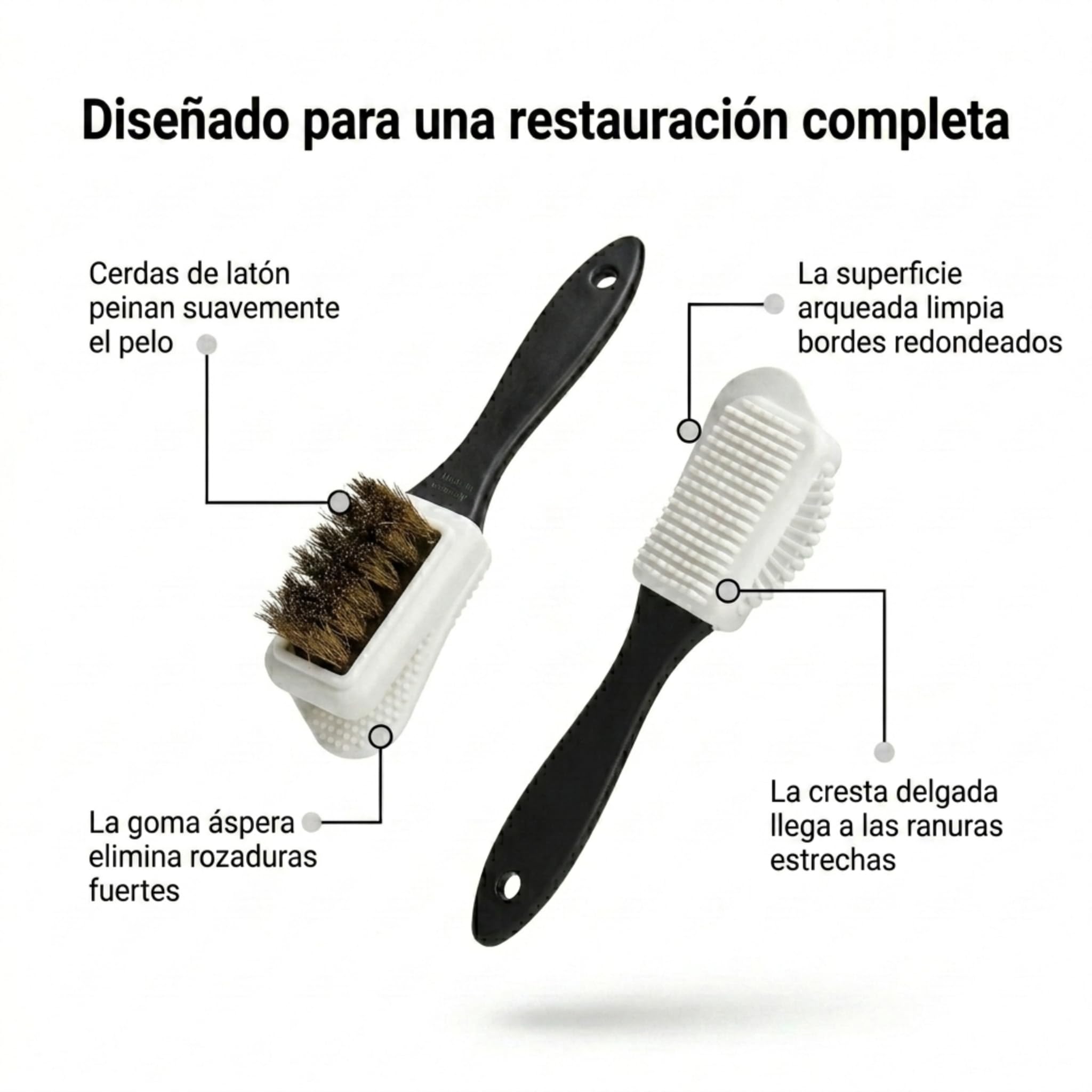 Kaps Cepillo de Limpieza de 4 Caras Multifuncional de Calidad para Nubuk y Ante, Cerdas de Latón, Limpia y Da un Cepillado Perfecto