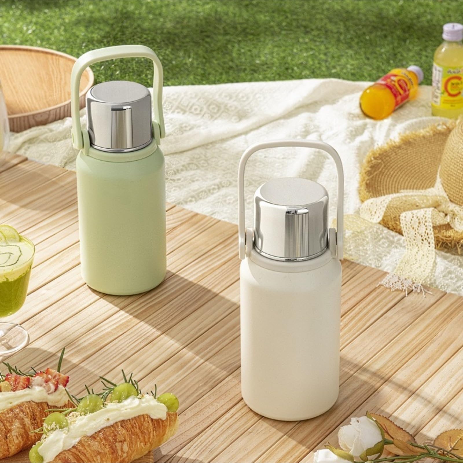 Isolierflasche Edelstahl Isolierte Wasser Tasse Große Kapazität Tee Trennung Wärmflasche Outdoor Tragbare Wasser Flasche(Orange,800ml)