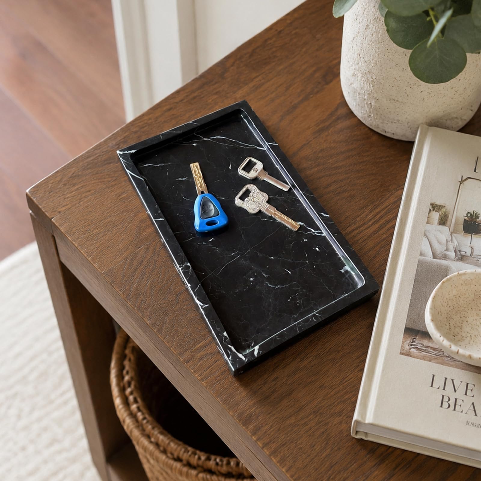 Amazon.com: OAIQNUJ Natural Black Marble Vanity Tray, 9.8