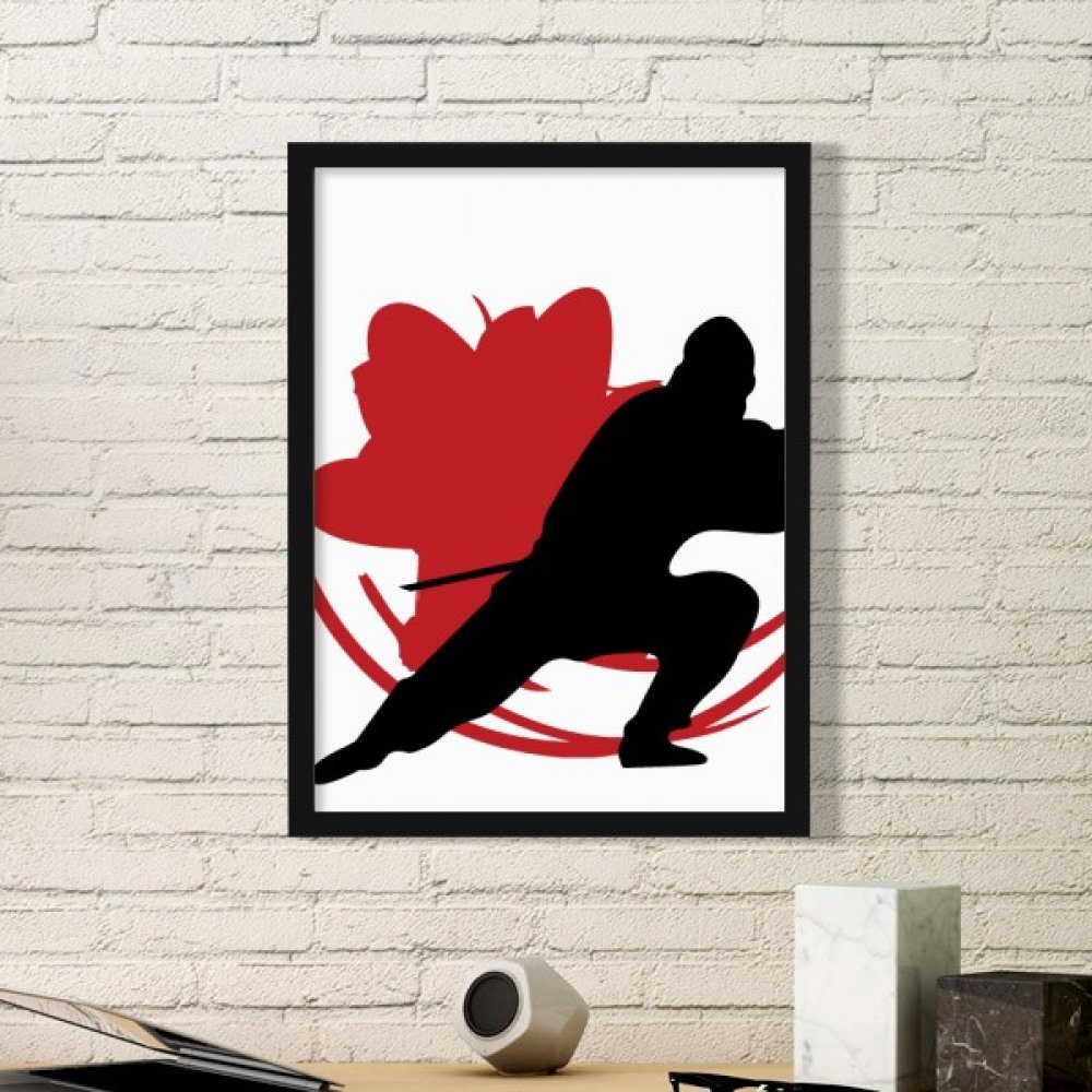 Katana samouraï sakura tableau japonais avec cadre noir moyen pour stickers