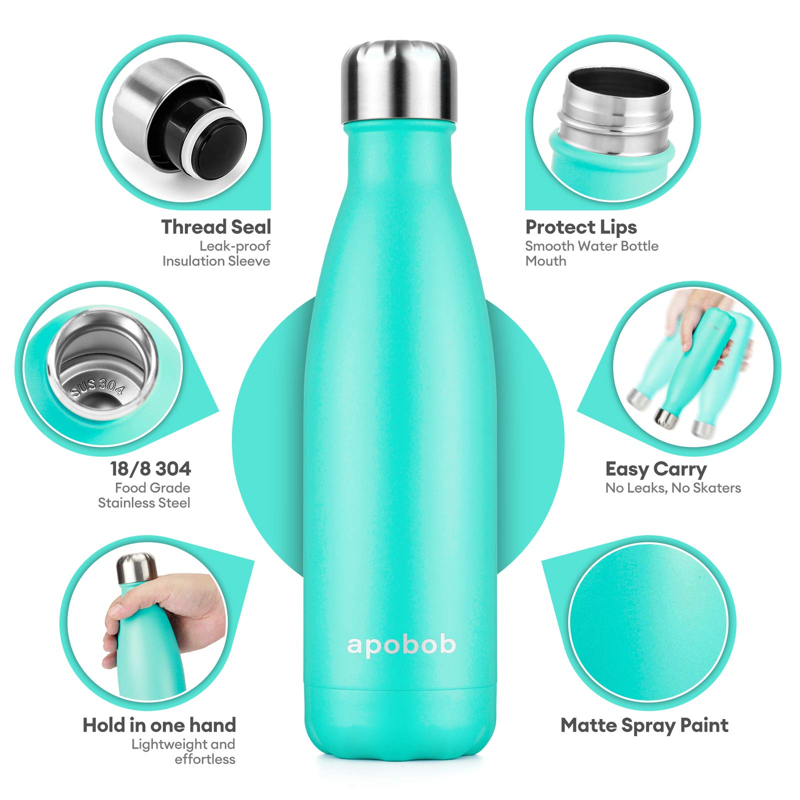 Apobob Stainless Steel Water Bottle 500/750ml - Image 2