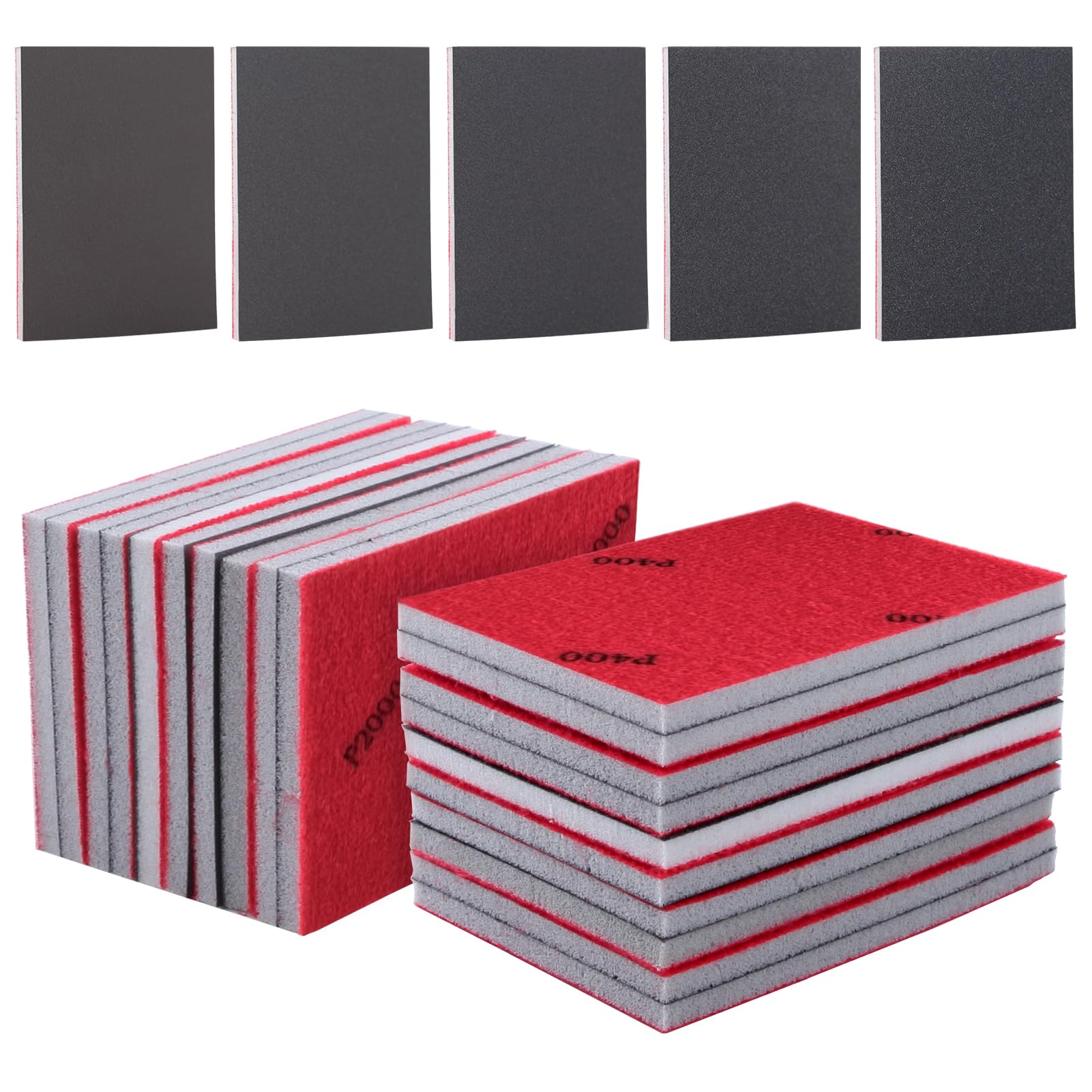 LEONTOOL 20 PCS 3 x 4 Inch Sanding Sponge Pads, Ultra Fine Sanding Block Pads