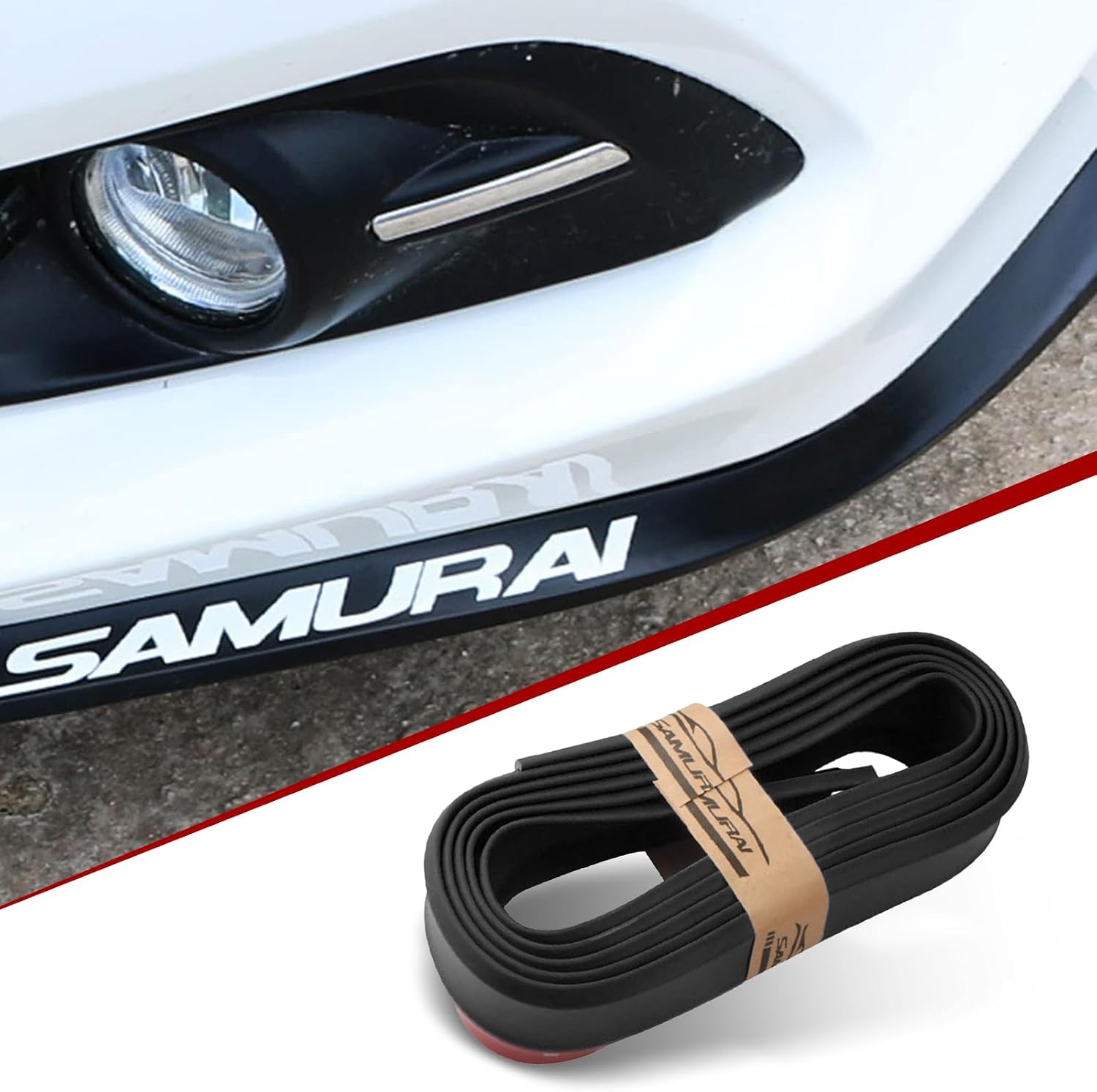 1 PC Car Front Lip Anti-Collision Rubber Strips, Car Front Bumper Skirt Kits, Car Spoiler Protection Decoration, Universal for Most Cars (Black)