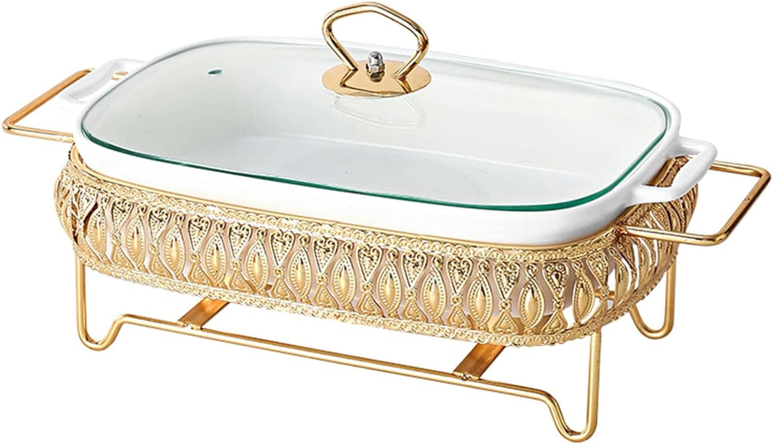 Hadecoll Size_name Ceramics Chafing Dish Chafer Buffet Server Warming Tray Food Buffets Food Warmer For Parties Buffet Set Chaffing Dishes,For Wedding, Parties, Banquet, Catering Events,-31Cm