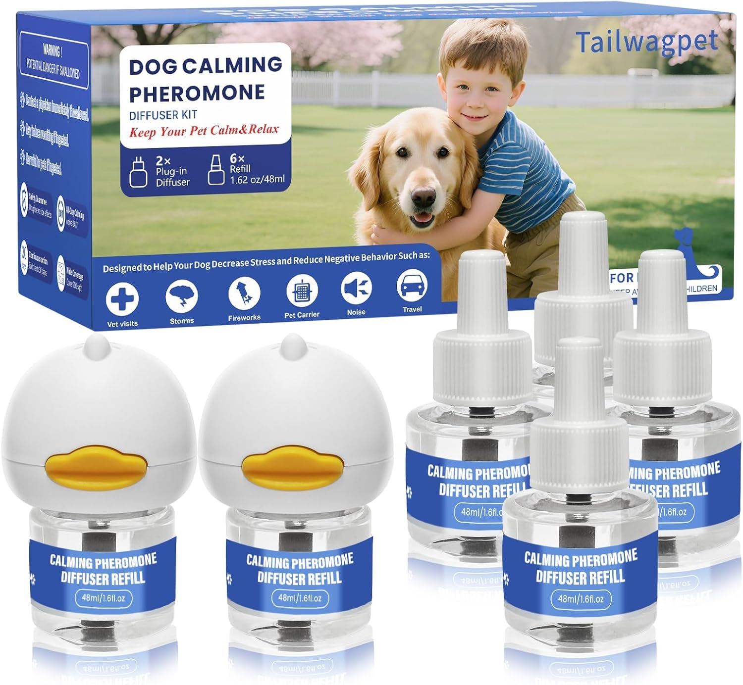 8-Pack Dog Calming Pheromone Diffuser Kit – 180 Days of Stress Relief
