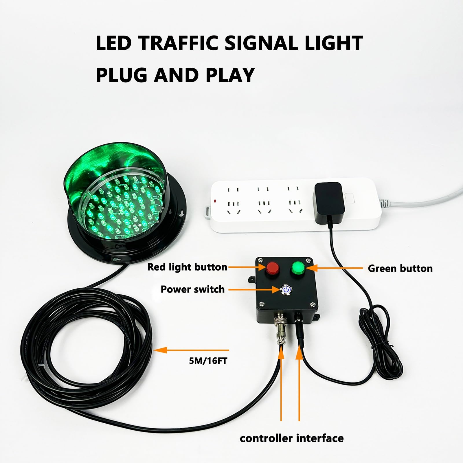Generisch LED-Ampel, LED-Verkehrssignalleuchte mit Steuerung, Rot/Grün-Industriewandleuchte für die Inneneinrichtung, Garageneinfahrt, Laderampenbeleuchtung, 240 V, 200 mm/8 Zoll