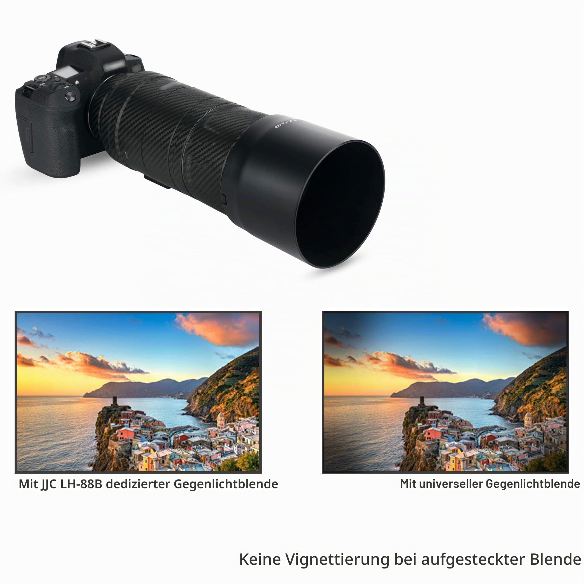 JJC ET-88B Gegenlichtblende - Kompatibel mit Canon RF 600mm F11 is STM & RF 135mm F1.8 L is USM - Umkehrbare Gegenlichtblende - Verhindert Reflexionen - Schützt das Objektiv