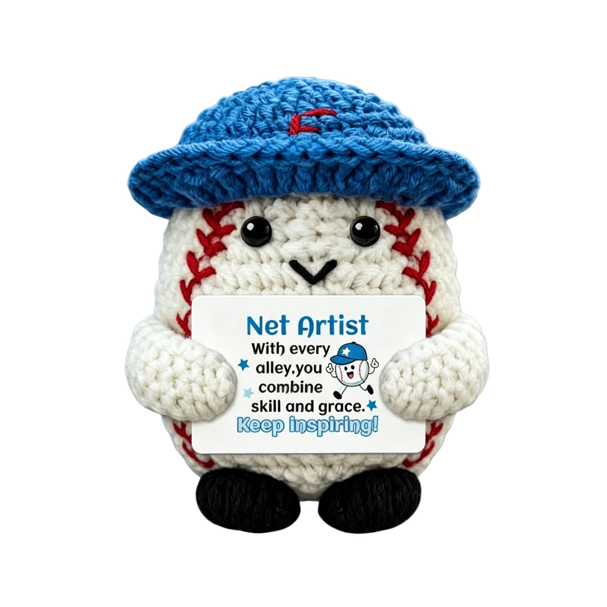 Peluche de baseball au crochet en coton pour bureau d'artiste